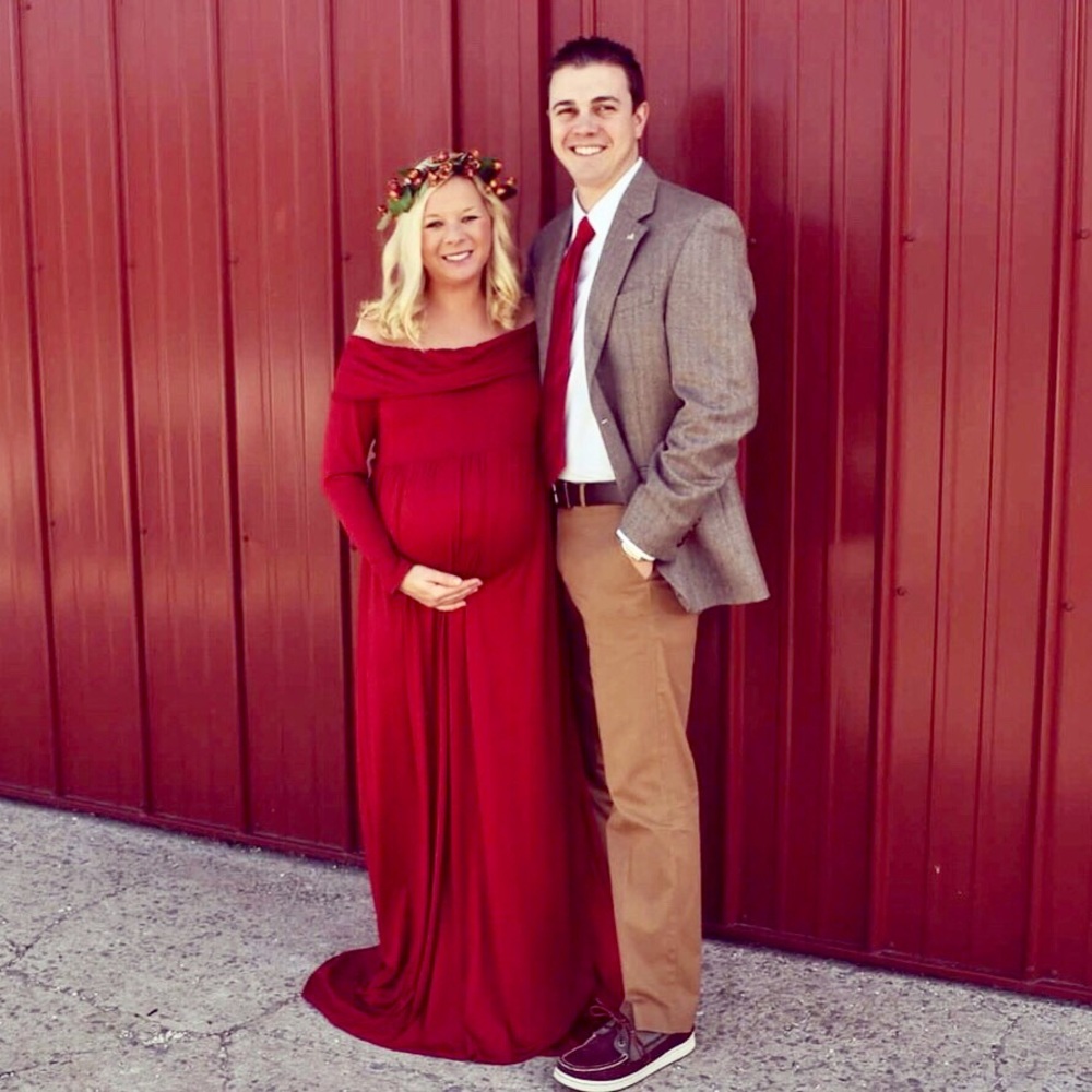 Dark red maternity gown